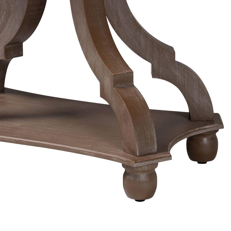 Yannick French Country Antique Brown Wood End Table