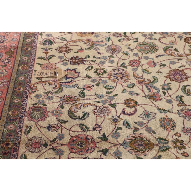 Vegetable Dye Signed Tabriz Persian Antique Rug Handmade Wool Carpet - 9'3"x 13'0"