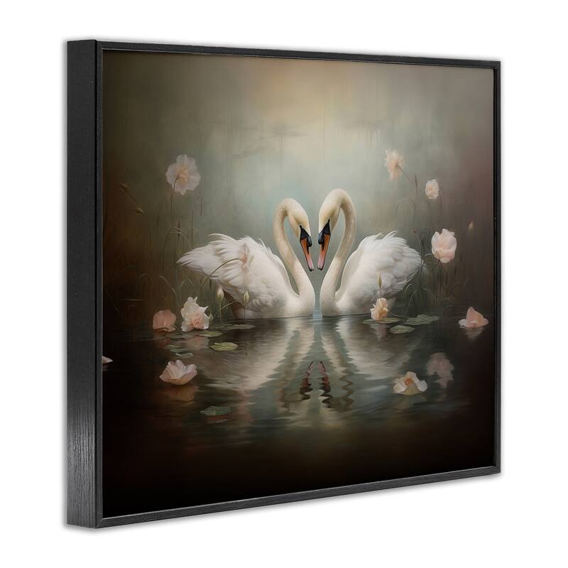 Stupell Romantic Swans Reflection Framed Giclee Art Design By Arlington Prints
