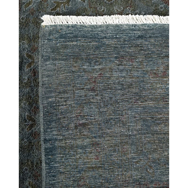 Overton Hand Knotted Wool Vintage Inspired Modern Contemporary Overdyed Gray Area Rug - 9' 1" x 12' 1"