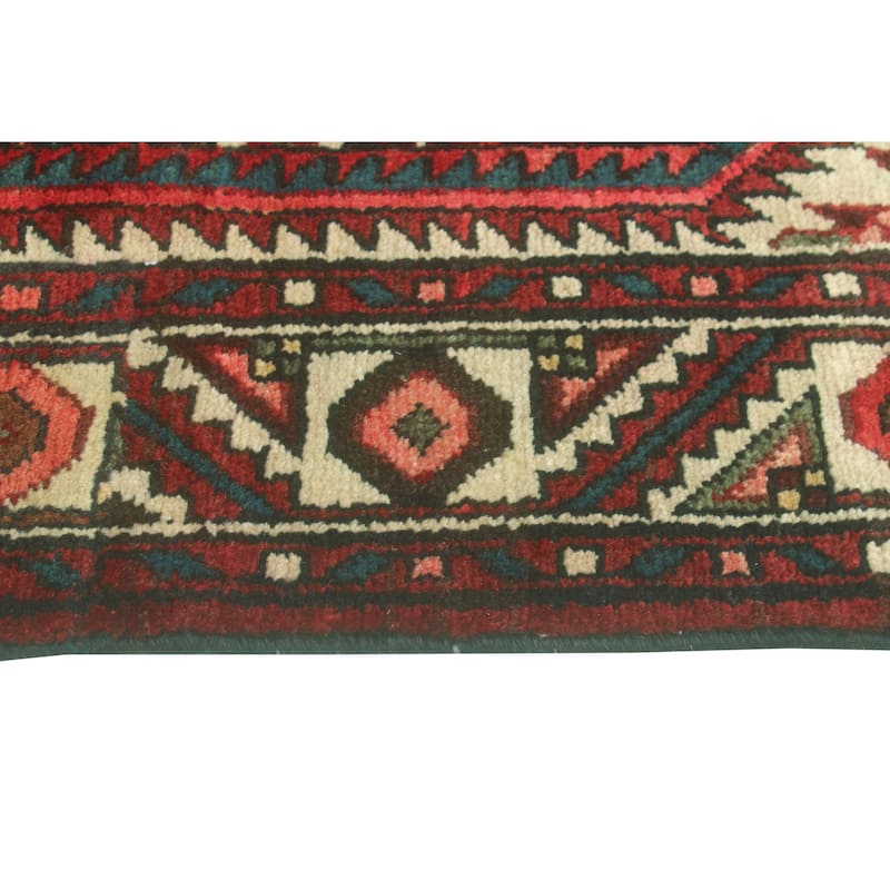 Fine Vintage Distressed Corky Red/Blue Runner - 3'6" x 8'8"