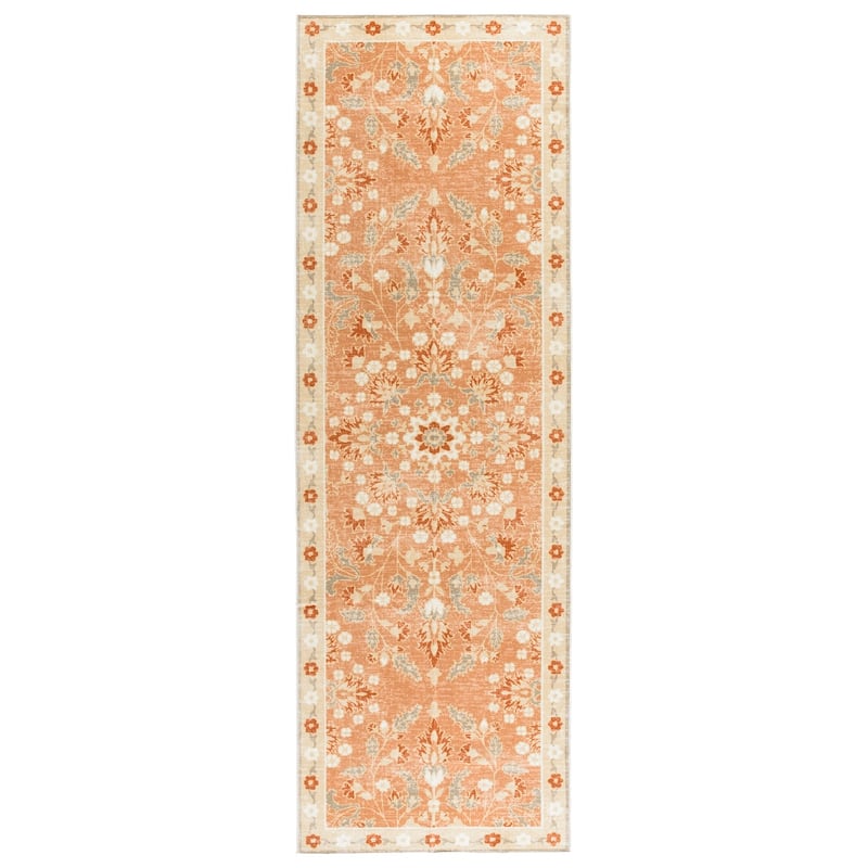 Martha Stewart Emica Machine Washable & Slip Resistant Rug - 2'6" x 8' Runner - Rust/Beige