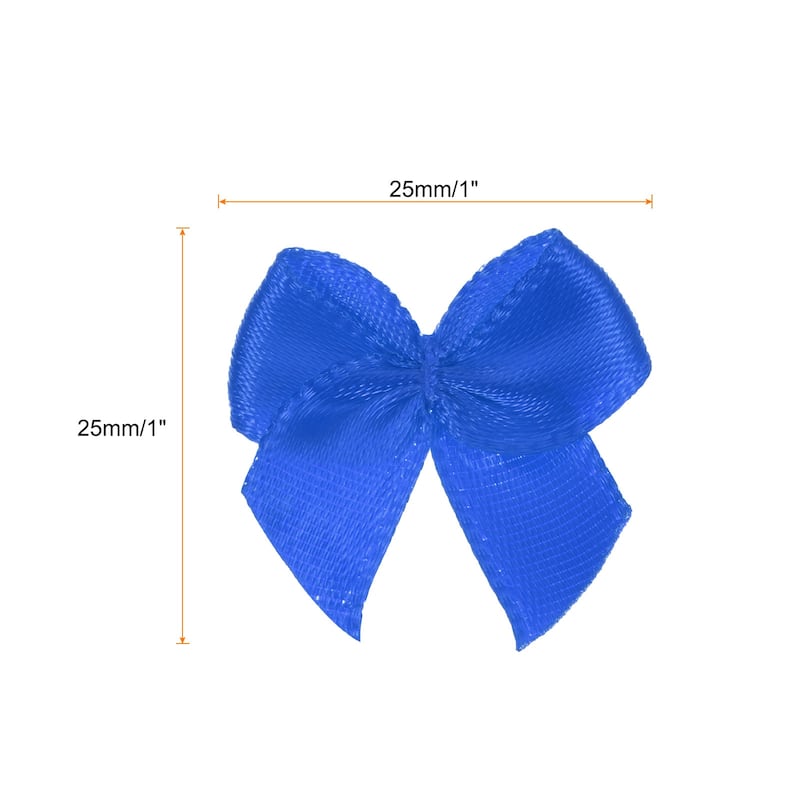 60Pcs Mini Ribbon Bow 1" Mini Fabric Satin Ribbon Flower Bows Craft - Dark Blue