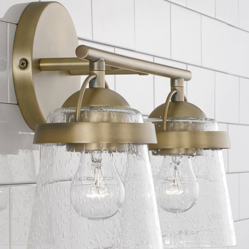 Madison 2-light Bath/ Vanity Fixture w/ Clear Seeded Glass