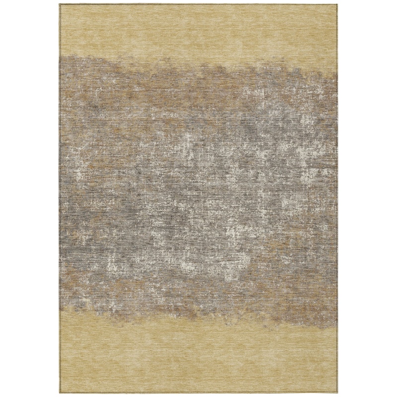 Machine Washable Indoor/Outdoor Border Ombre Chantille Rug