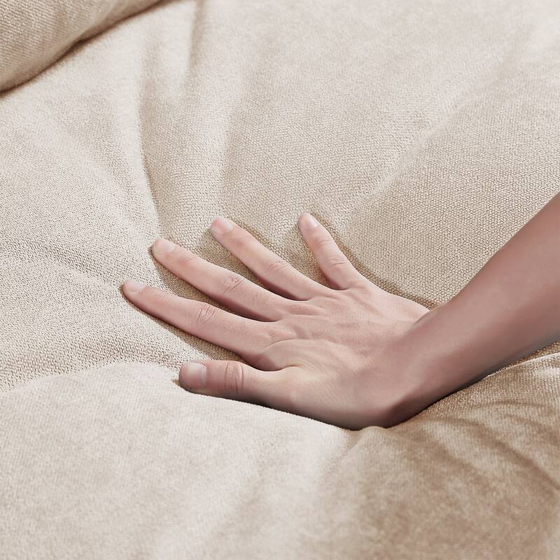 129.9" Chenille L-Shape Sectional Sofa with Reversible Chaise, Feather-Filled Cushions and Spring Support