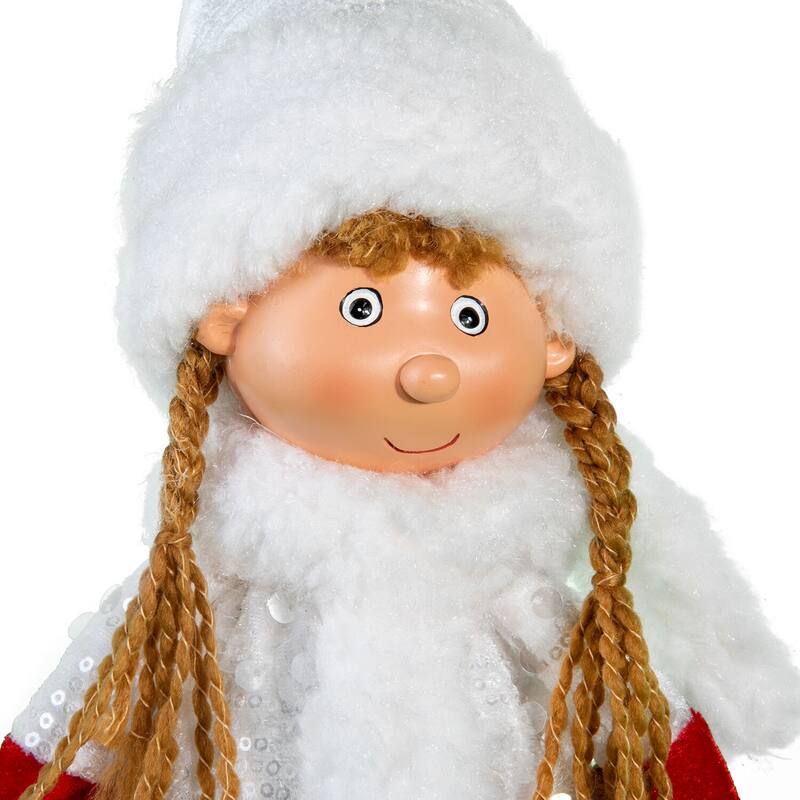 Girl in White Christmas Outfit Fabric Christmas Decoration