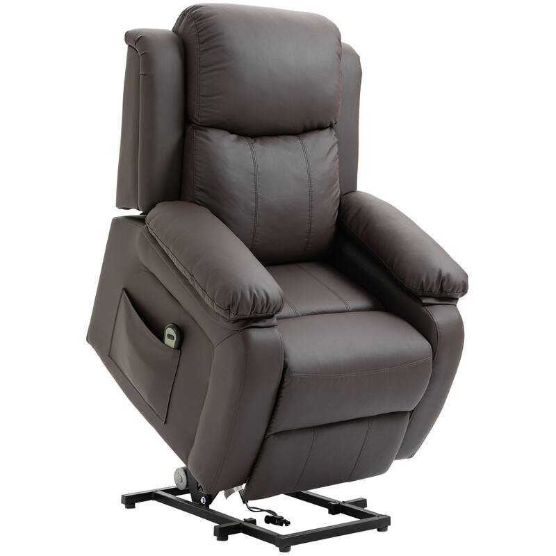 HOMCOM Living Room Power Lift Chair, PU Leather Electric Recliner Sofa Chair for Elderly with Remote Control