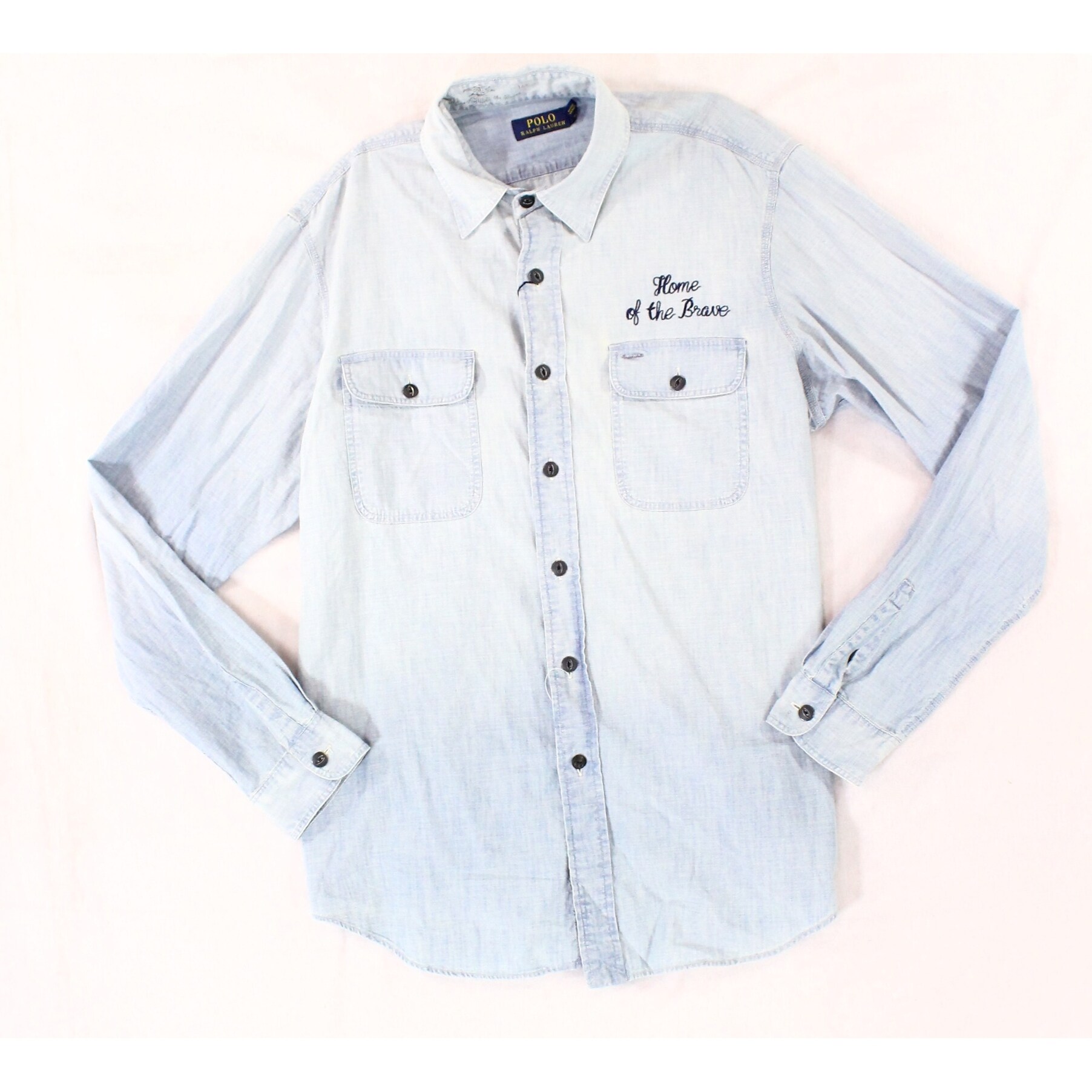 Shop Polo Ralph Lauren Men Large Usa Button Down Denim Shirt