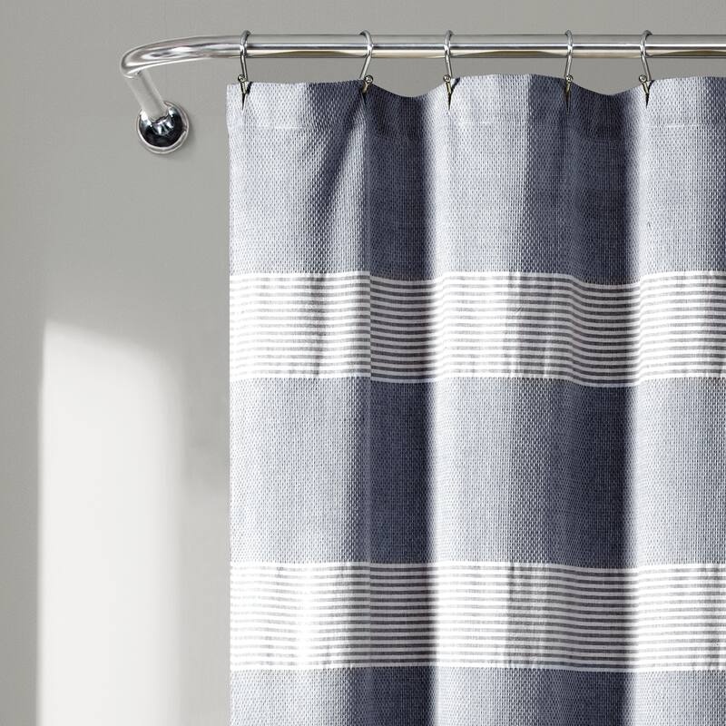 The Gray Barn Done Roamin Stripe Yarn Dyed Cotton Knotted Tassel Shower Curtain