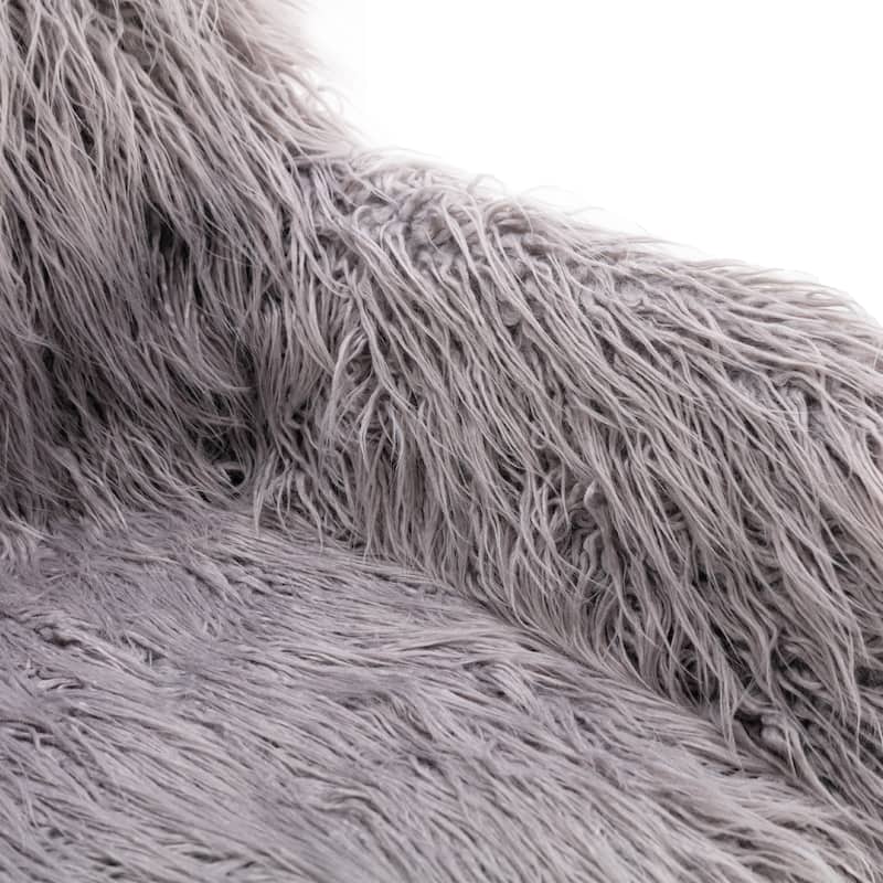Faux Fur Office Chair for Vanity or Desk with Adjustable Height and Rolling Wheels