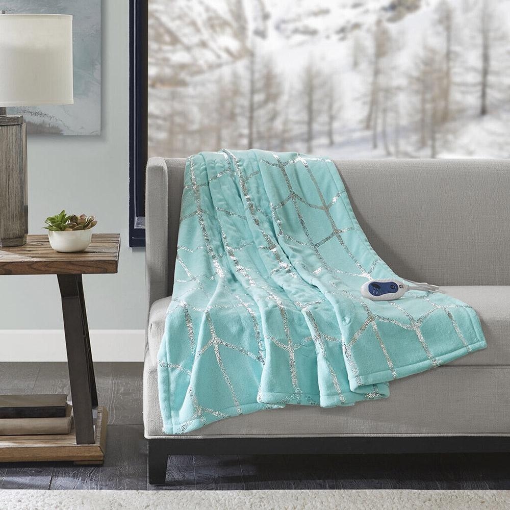 50 x 60 Metallic Print Electric Heated Throw Blanket Grey Bed Bath Beyond 40164515