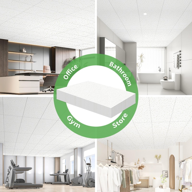 Art3d Flexible Easy DIY PVC Ceiling Tiles Wall Paneling 24"x24" or 24"x48"