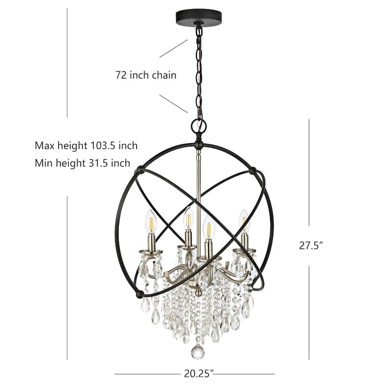 SAFAVIEH Lighting Hildegund Pendant - 20.3"x20.3"x31.5-103.5" - Nickel/Black - 20Wx20Dx80H