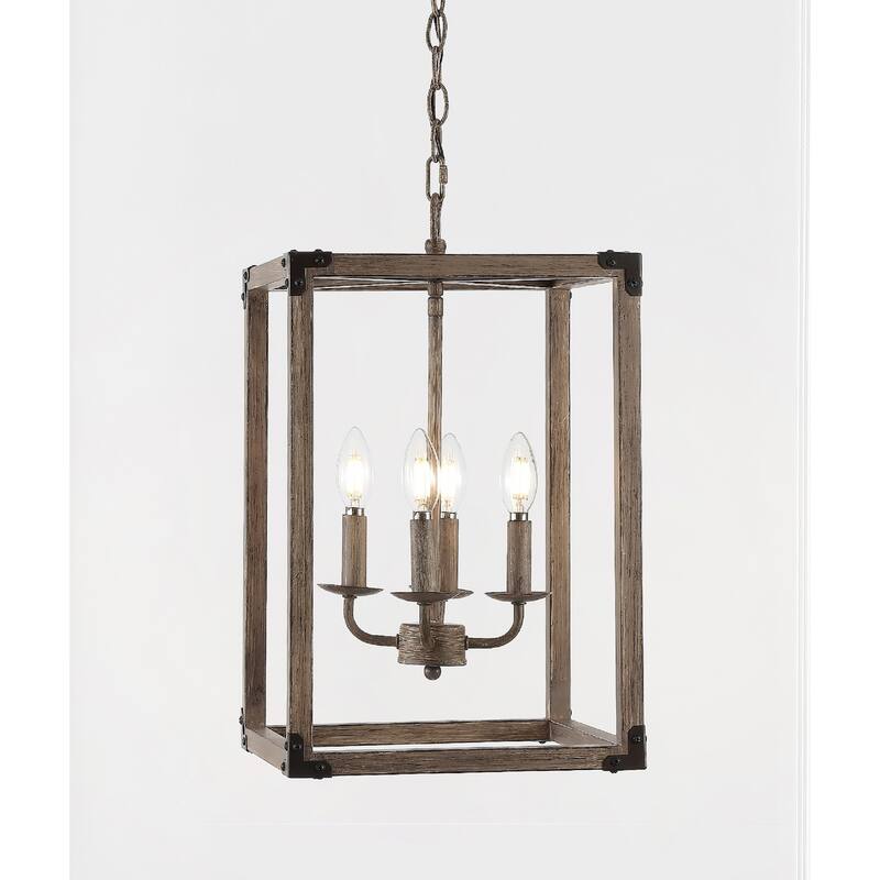Gabrielle 4-Light Adjustable Iron Rustic Farmhouse LED Pendant, by JONATHAN Y