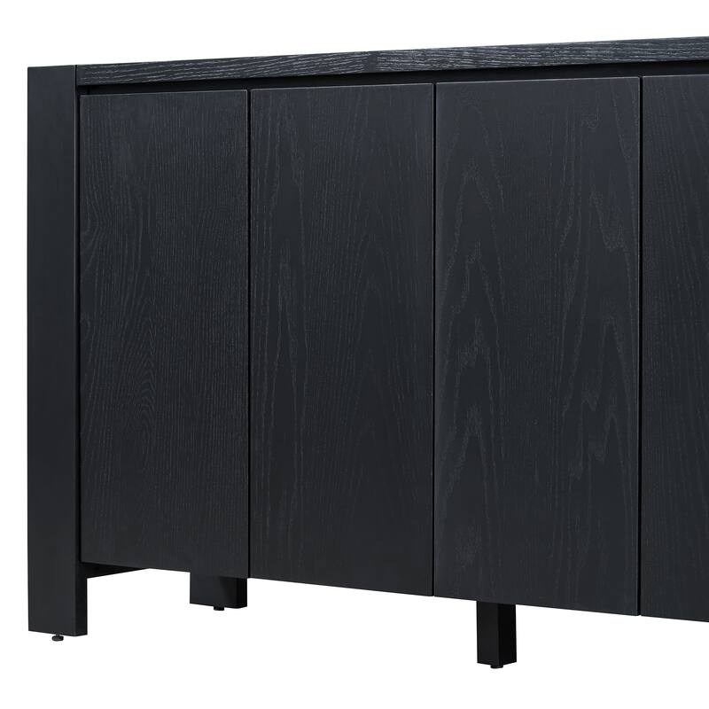 Retro 4-Door Sideboard with Distressed and Adjustable Shelves