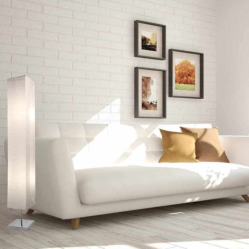 Honors Paper Floor Lamp with Chrome Base and White Paper Shade 2-PACK