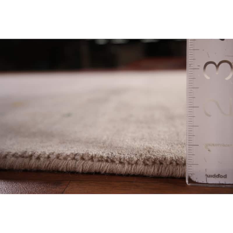Gabbeh Indian Area Rug Hand-Knotted Oriental Beige Wool Carpet - 7'9" x 9'10"