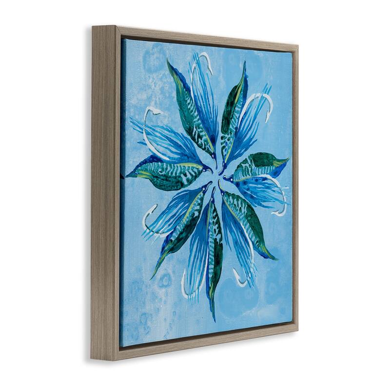 Stupell Blue Flower Shape Design Framed Floater Canvas Wall Art Design By Liz Jardine
