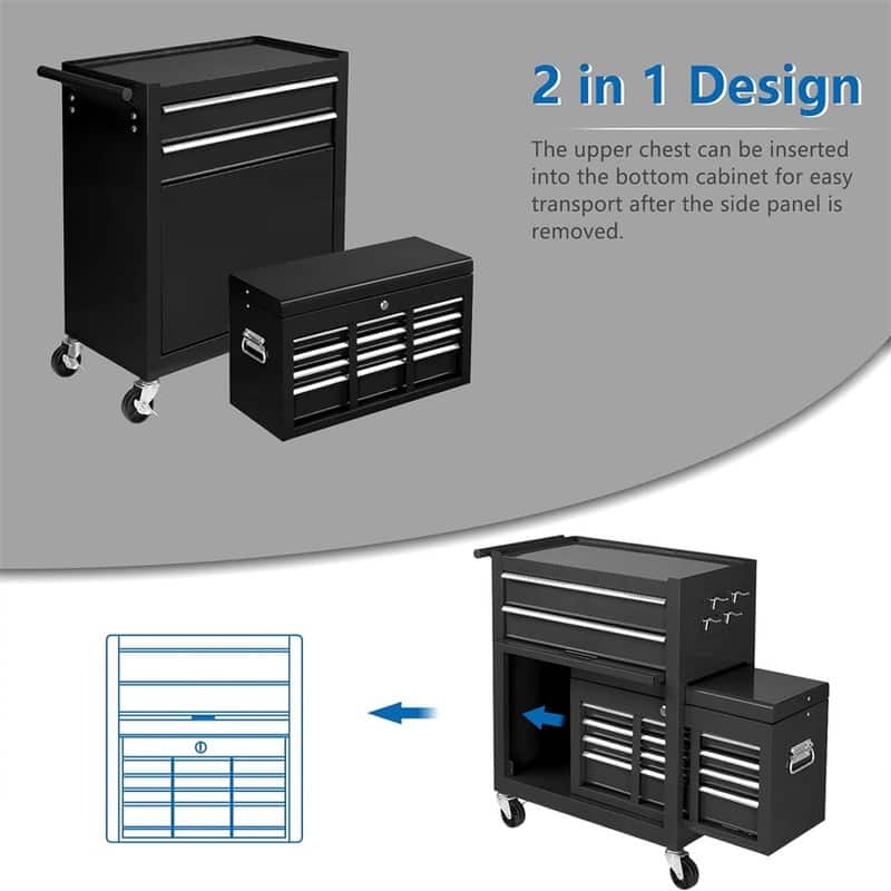 Rolling Tool Chest with Wheels Garage Storage Cabinet Tool Box - 13"D x 26.8"W x 42.1"H