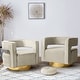 preview thumbnail 83 of 114, HULALA HOME Carisa Modern Upholstered Swivel Open-Back Barrel Chair with Golden Base Set of 2 - TAN