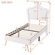 preview thumbnail 13 of 16, Twin Size Upholstered Platform Bed with Included LED Lights and Crown Headboard for Elegance