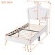 preview thumbnail 3 of 11, Upholstered Bed Frame w/Crown Headboard & LED for Kids,White - Twin