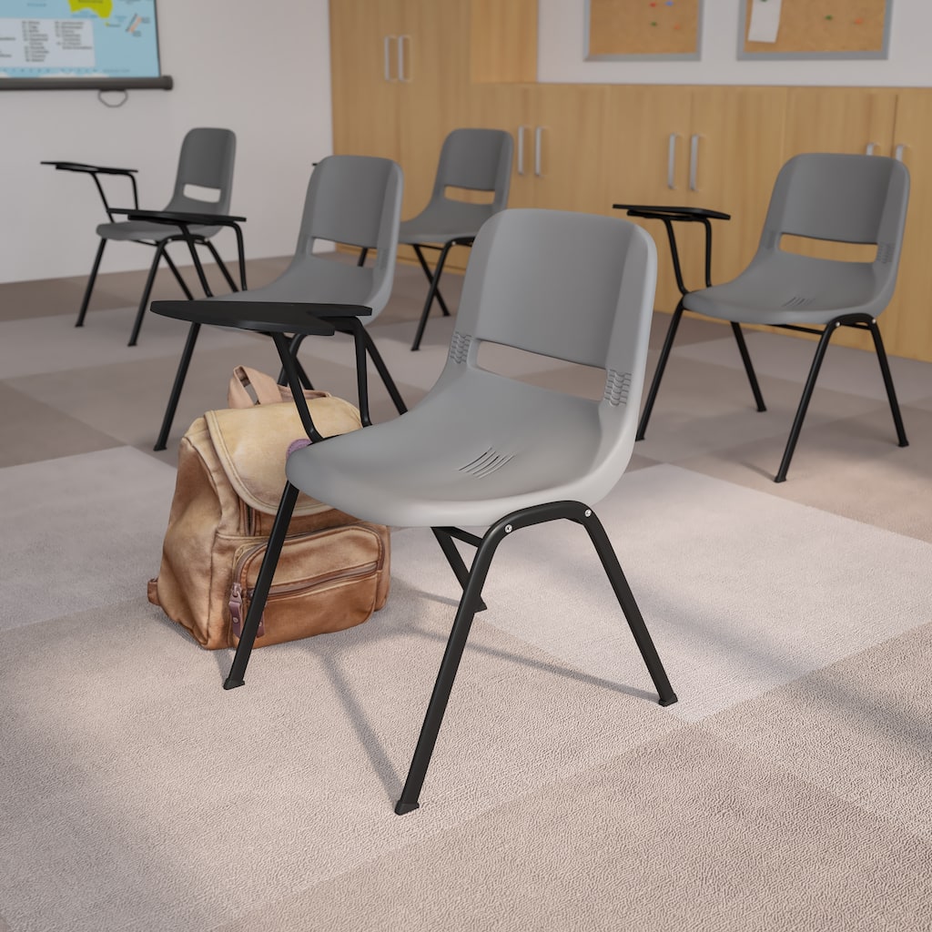 Ergonomic Shell Chair with Right Handed Flip-Up Tablet Arm