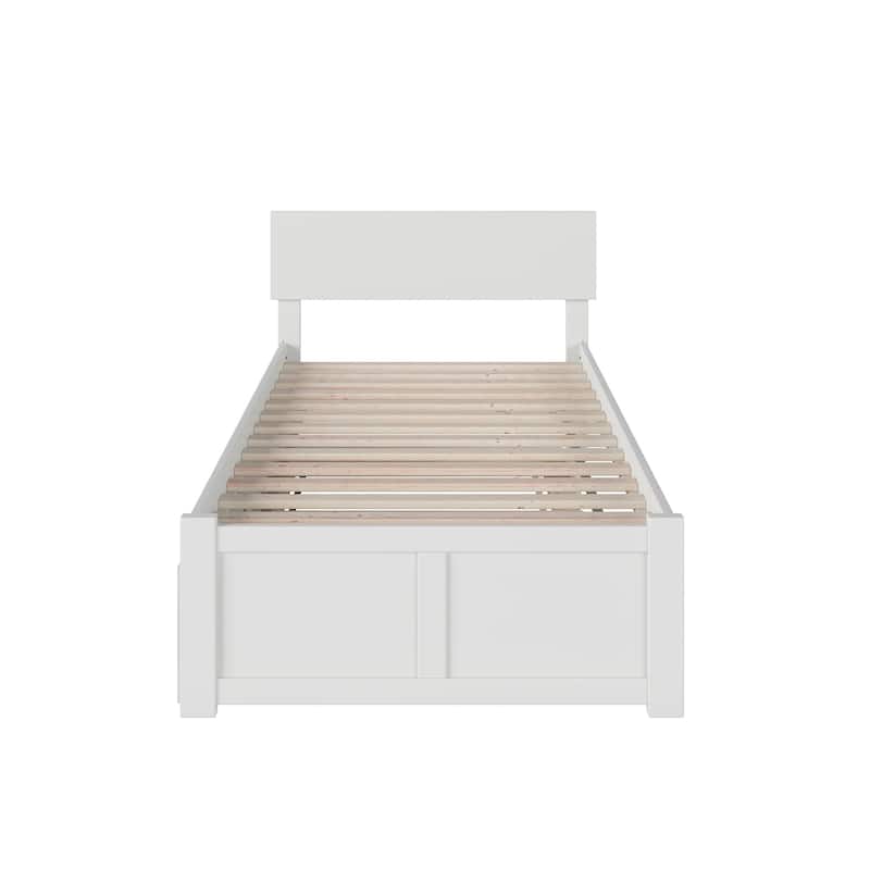 Orlando Platform Bed with Footboard and Twin Trundle Bed