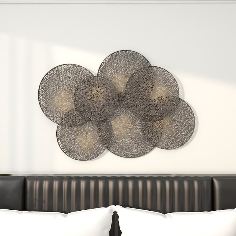 Black Metal Geometric Overlapping Perforated Plate Home Wall Decor