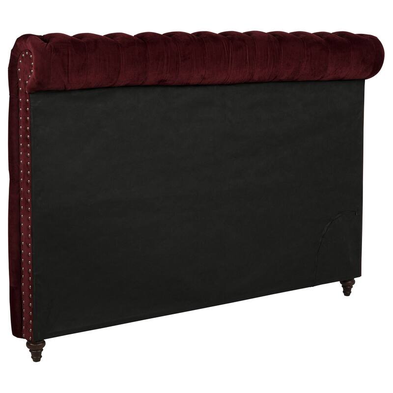 57-Inch Upholstered Eastern King Headboard in Wine Red with Padded Comfort and Elegant Classic Design