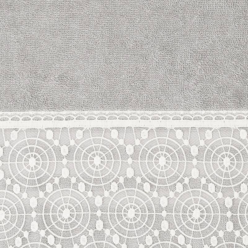 Authentic Hotel and Spa 100% Turkish Cotton Arian 3PC Cream Lace Embellished Towel Set