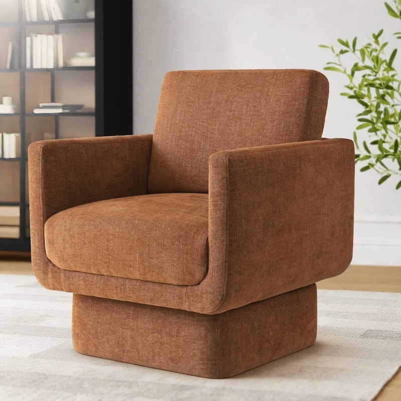 Upholstered Swivel Barrel Accent Chair