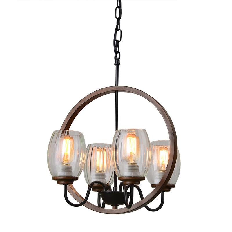Anmytek Industrial Metal Chandelier Kitchen Island Pendant Lighting Fixture 4 Lights for Dinning Room Loft Foyer