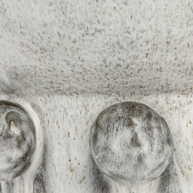 Terra-cotta Footed Vase with Raised Dots and Reactive Glaze