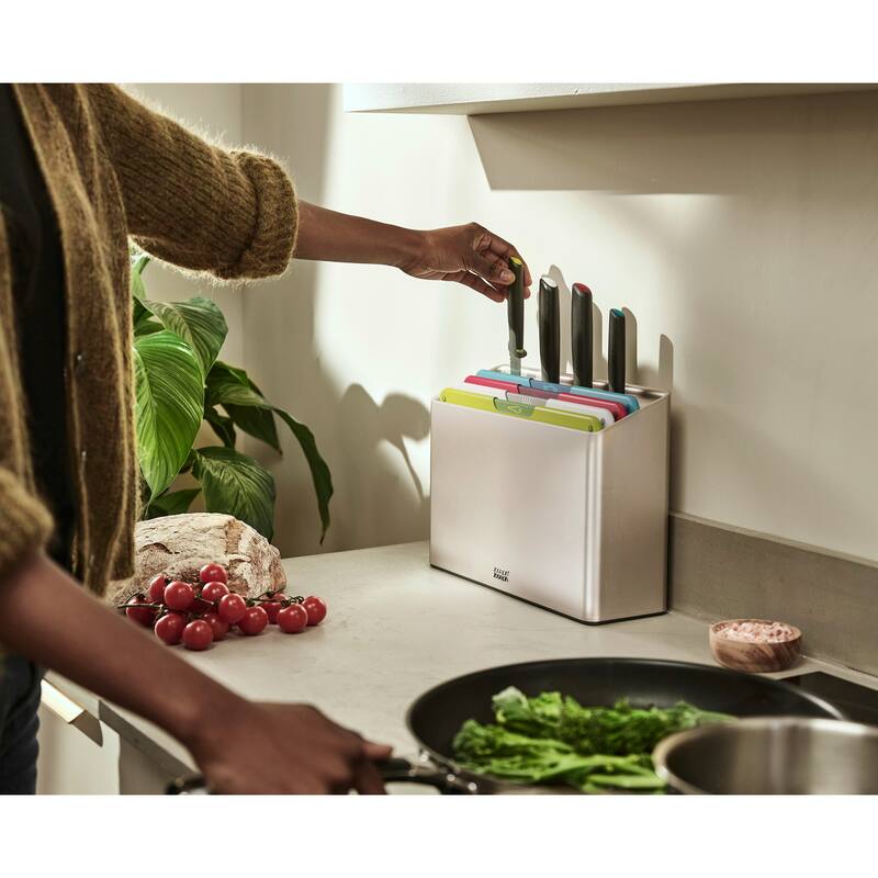 Joseph Joseph Folio Icon Steel 8-piece Knife & Cutting Board Set with Stainless Steel Case