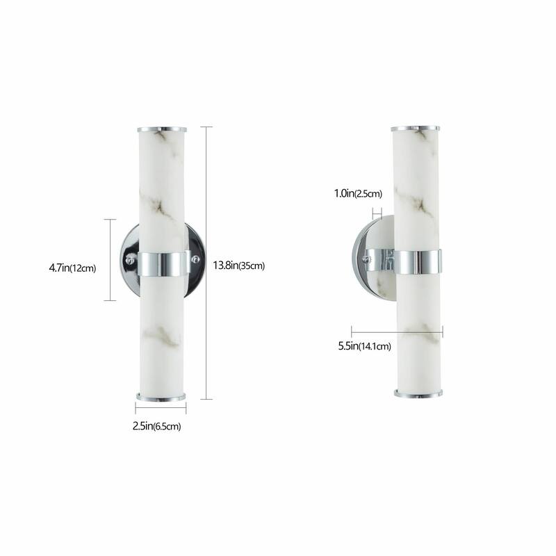 Resin Imitation Marble Wall Sconce, Set of 2 - Modern Vertical Light Fixture (Indoor Use Only)