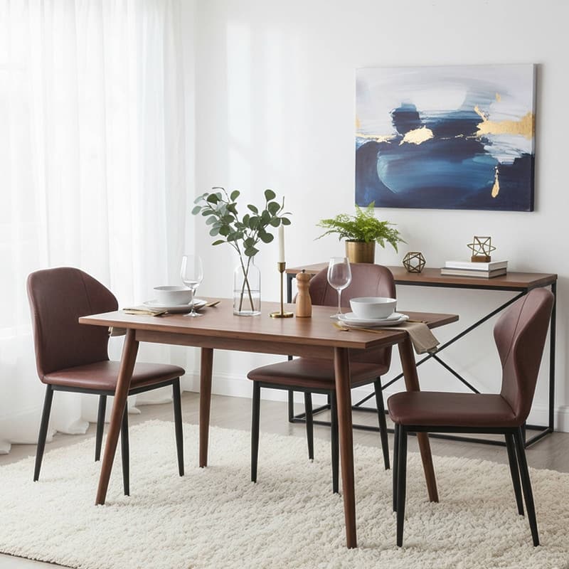 Mosaic Modern Upholstered Fabric Dining Chair with Metal Legs by LeisureMod