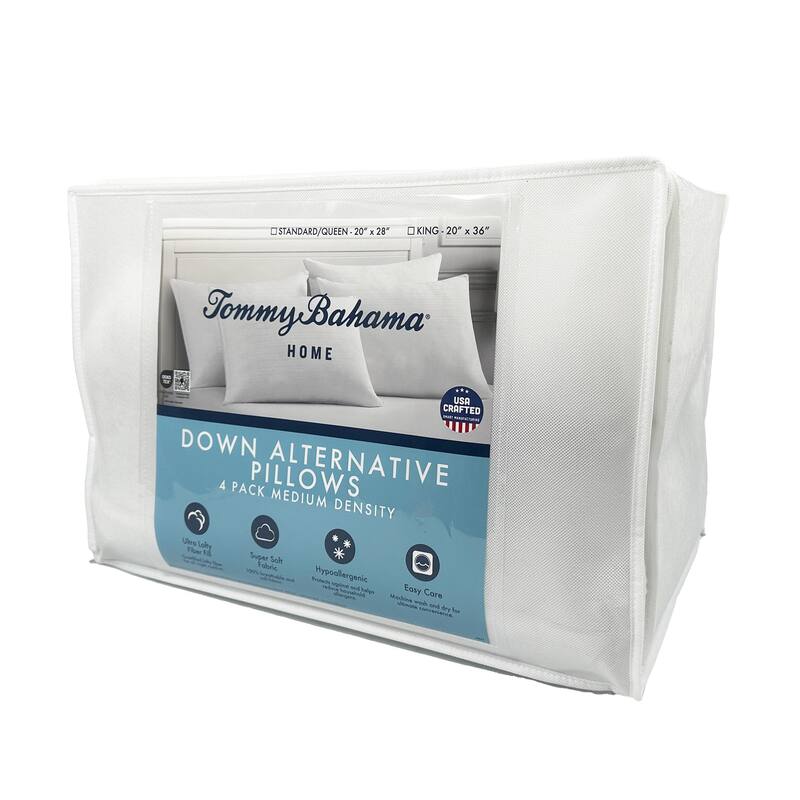 Tommy Bahama 4 Pack Medium Density 300 TC Down Alternative Pillows