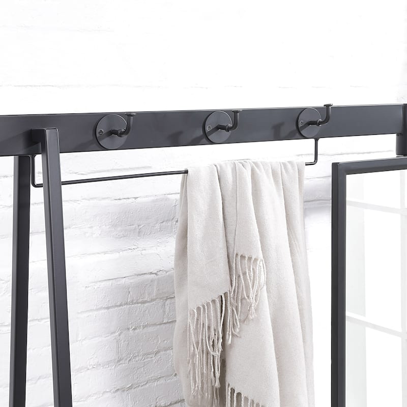 Drindel Contemporary Black Coat Stand with Mirror by Furniture of America