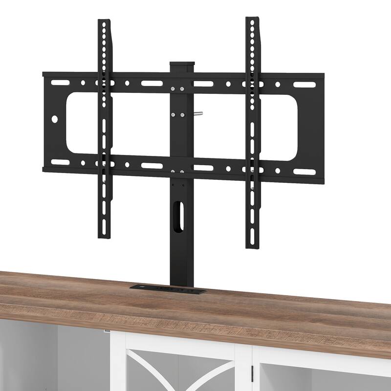Moasis Farmhouse TV Stand with Mount for 32-70 Inch TVs, Entertainment Center with Power Outlets & Tempered Glass Doors