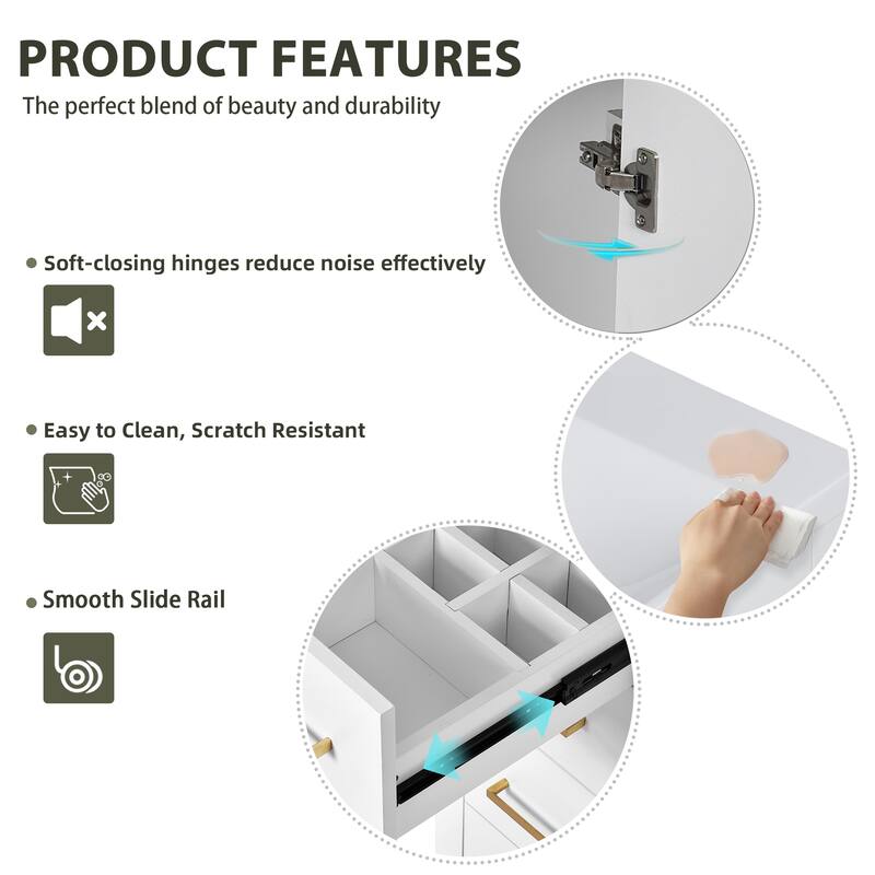 72'' Freestanding Bathroom Vanity with Integrated White Ceramic Sink - 72'' x 18.3'' x 33.7''