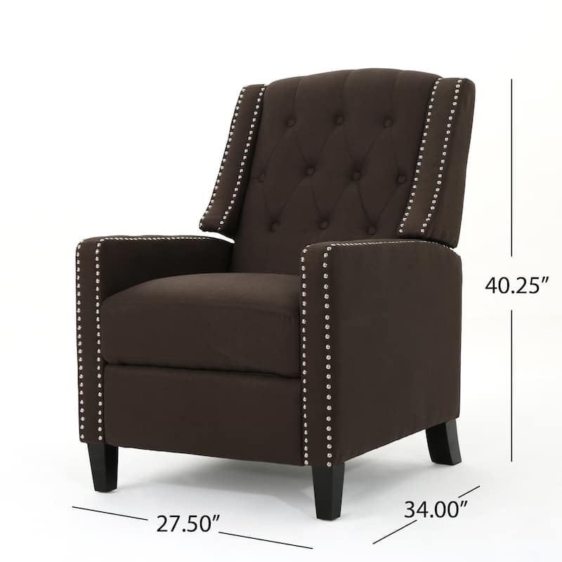 Pushback Recliner Chair, Fabric Armchair Push Back Recliner with Rivet Trim, Mid Century Tufting Accent Chair for Living Room