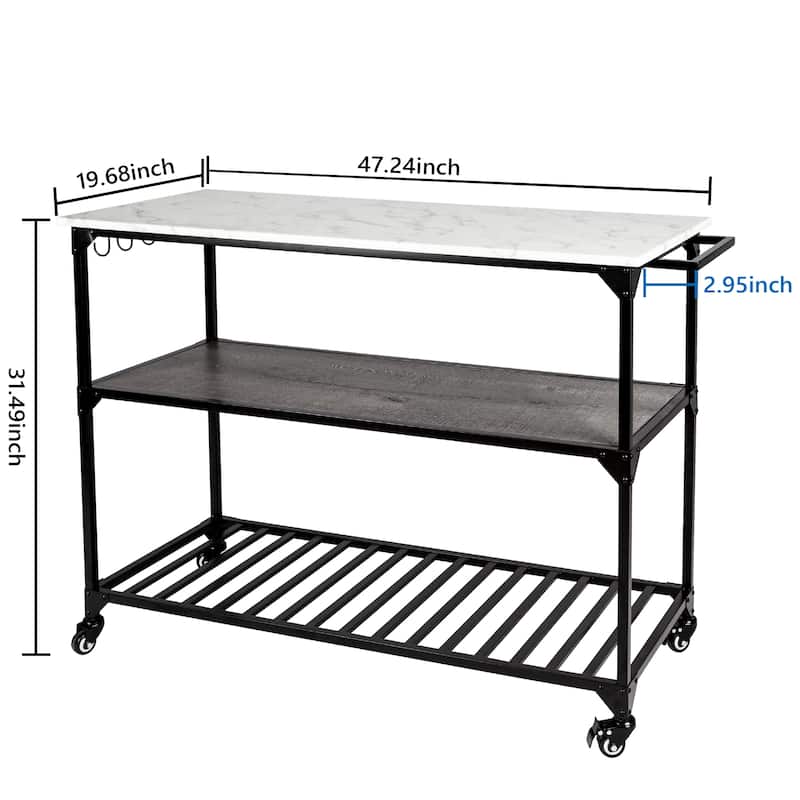 Contemporary Kitchen Island Bar Cart with Wheels