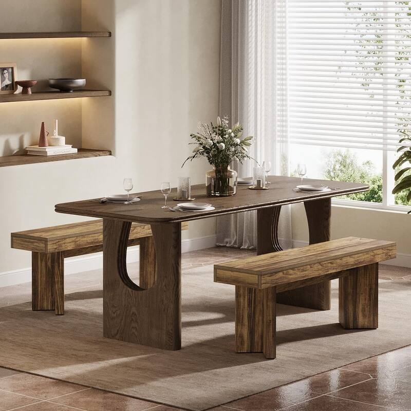 Farmhouse Wooden Dining Bench, 47" Indoor Kitchen Table Bench