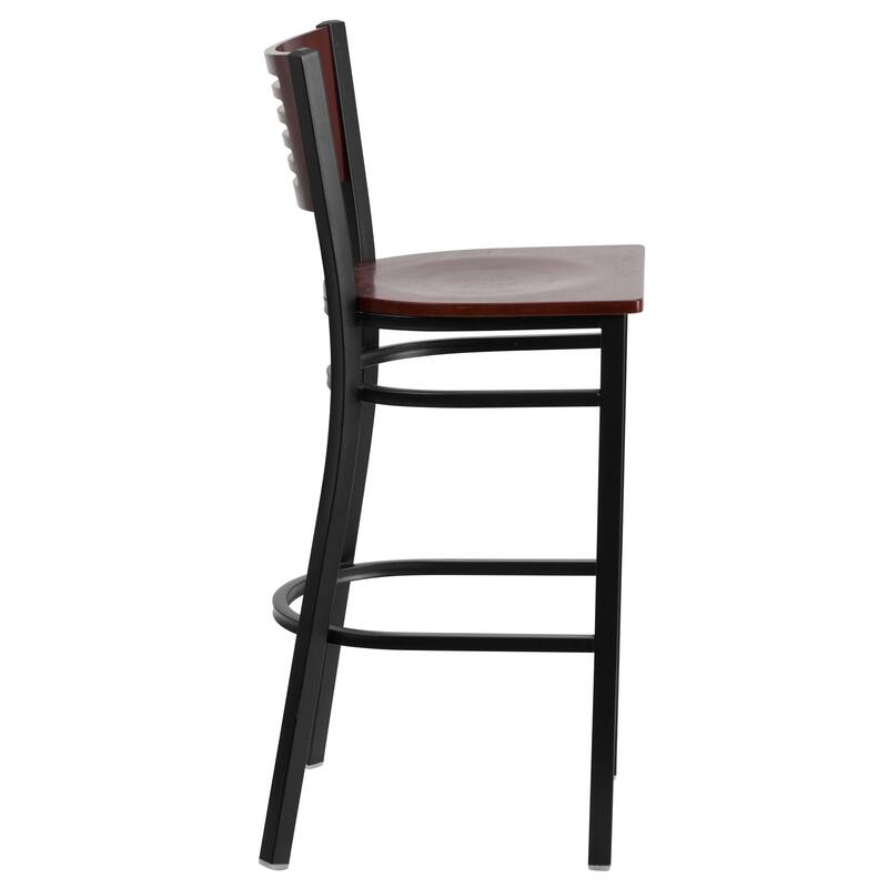 2 Pk. Hercules Series Decorative Slat Back Metal Restaurant Barstool - 19.75"W x 20"D x 43"H - 19.75"W x 20"D x 43"H