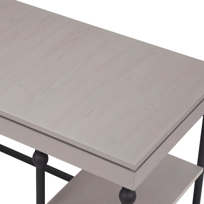 Haley Farmhouse 59-inch Metal L-Shaped Computer Desk with USBs by Furniture of America