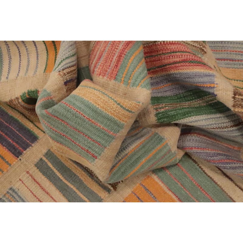 Hand Woven Oriental 100% Wool Carpet Southwestern Modern Multi-Colored Kilim Area Rug - 5' 11'' X 4' 1''