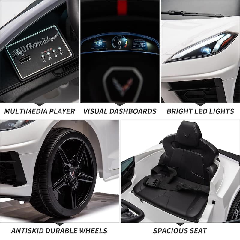 12V Kids Ride on Car Licensed Corvette Battery Powered Car Toddles Electric Sports Car Toy with Remote Control