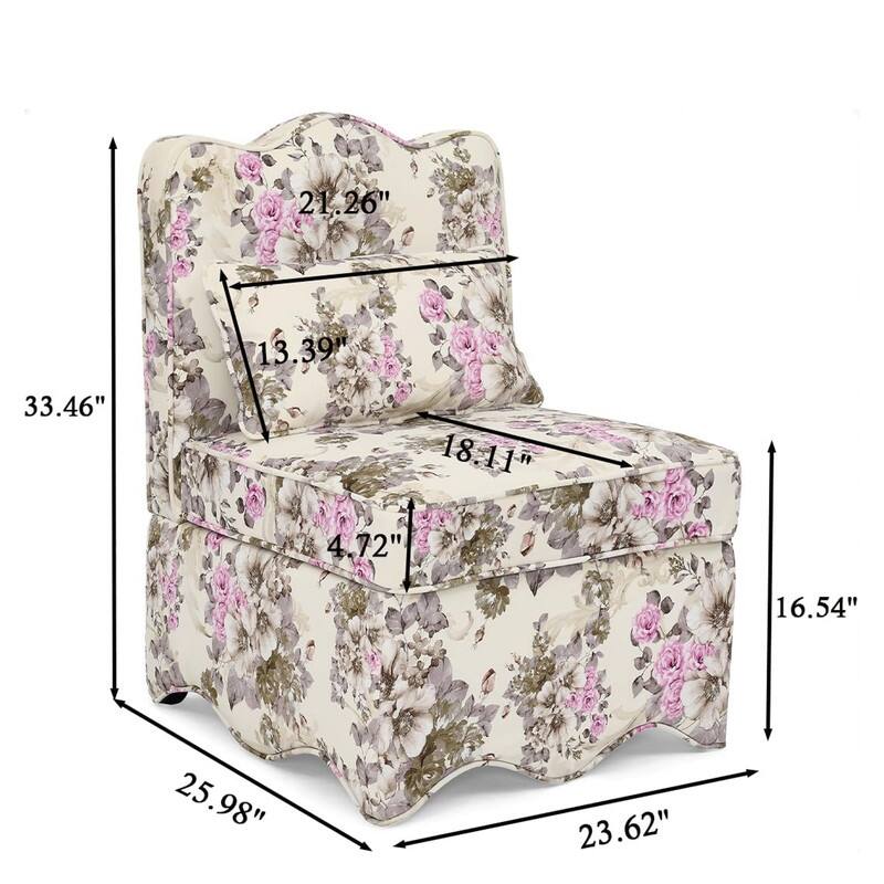 Upholstered Single Sofa Lounge Chair with Floral Pattern,Soft seat cushion and backrest,Armless Accent Chair